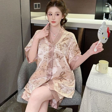 Baju Tidur Wanita Jasmine Fashion ID Piyama Set Pajamas Dewasa Bahan Satin Premium Motif Kancing