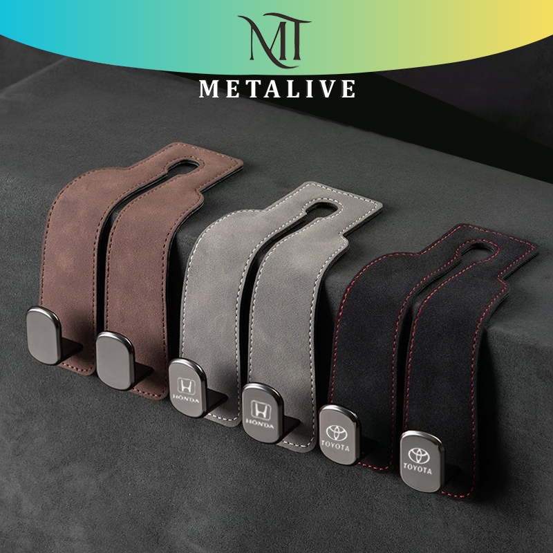 METALIVE Kait Mobil Sandaran Kursi Mobil Mewah Kait Belakang Logam Suede Kait Gantungan Mobil Organizer