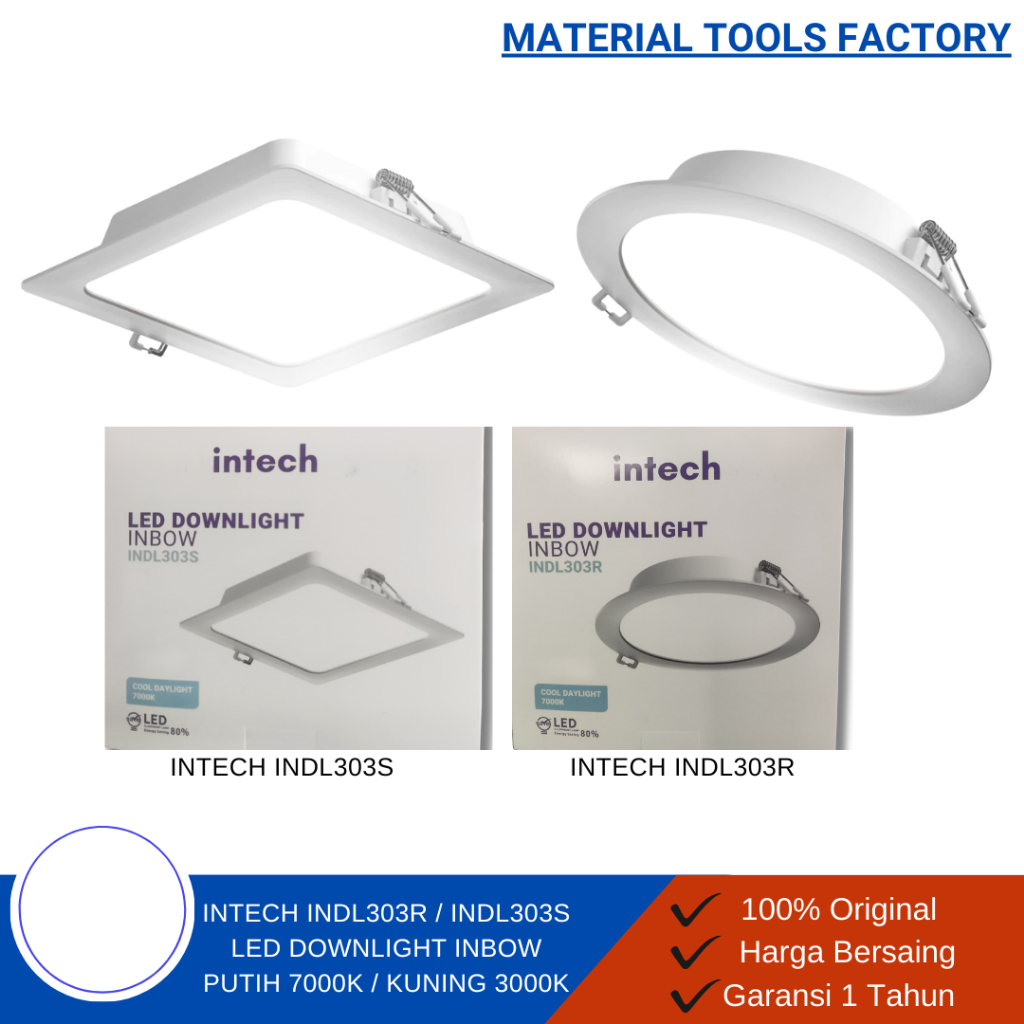 Jual INTECH Lampu Downlight Inbow INDL303 Bulat Kotak - Lampu Plafon ...