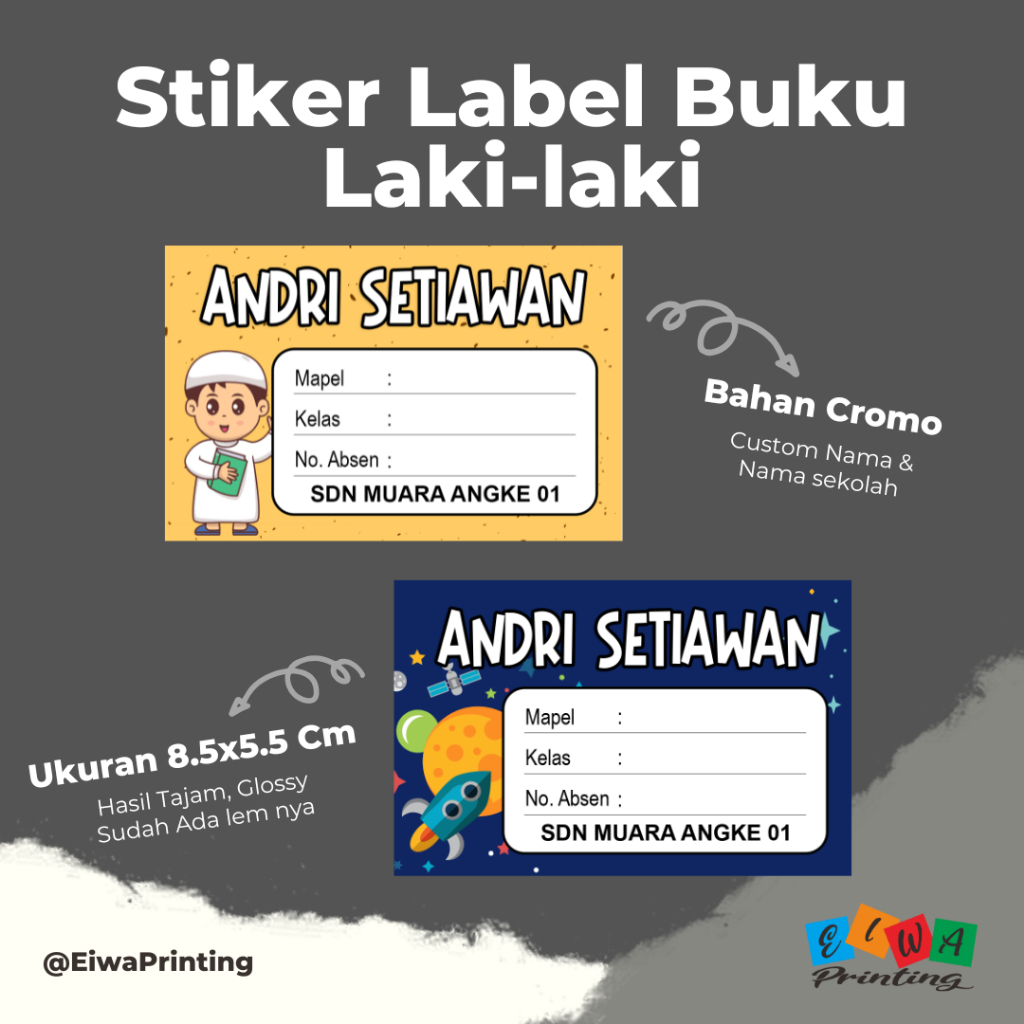 Jual (25pcs) Stiker Mata Pelajaran Stiker Mapel Custom Nama Motif ...