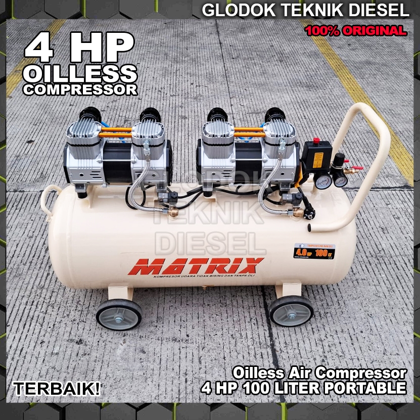 Jual Air Compressor Silent Oilless Super Speed 4 HP 100 Liter Portable ...