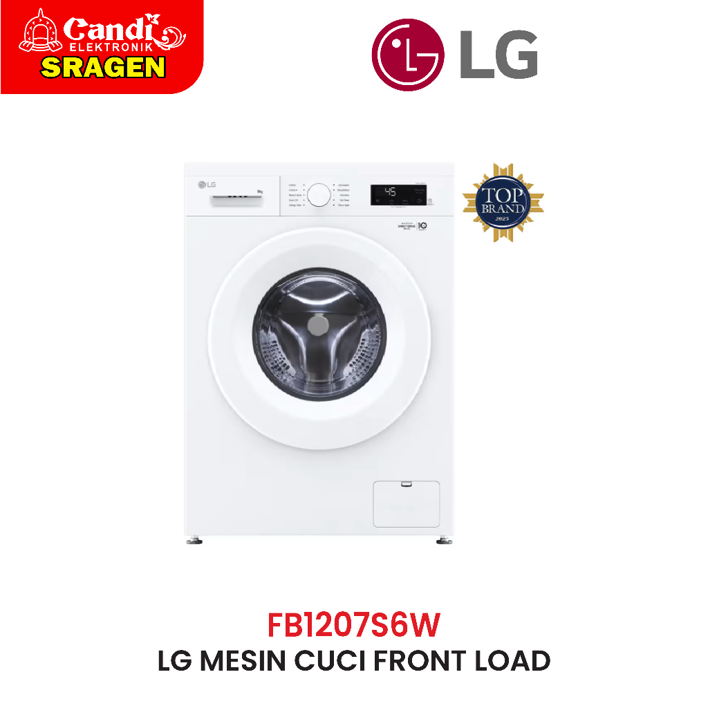 LG Mesin Cuci Front Loading 7kg Inverter Direct Drive Motor - FB1207S6W