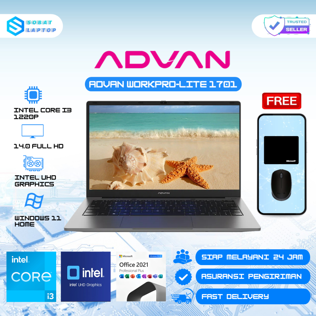 Jual ADVAN Notebook Laptop Workpro Intel Intel i3 1220P 14'' FHD Ram ...