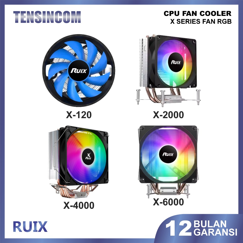 Jual Tensincom Fan CPU RGB RUIX X Series (X120-X6000) – Cooler Prosesor ...