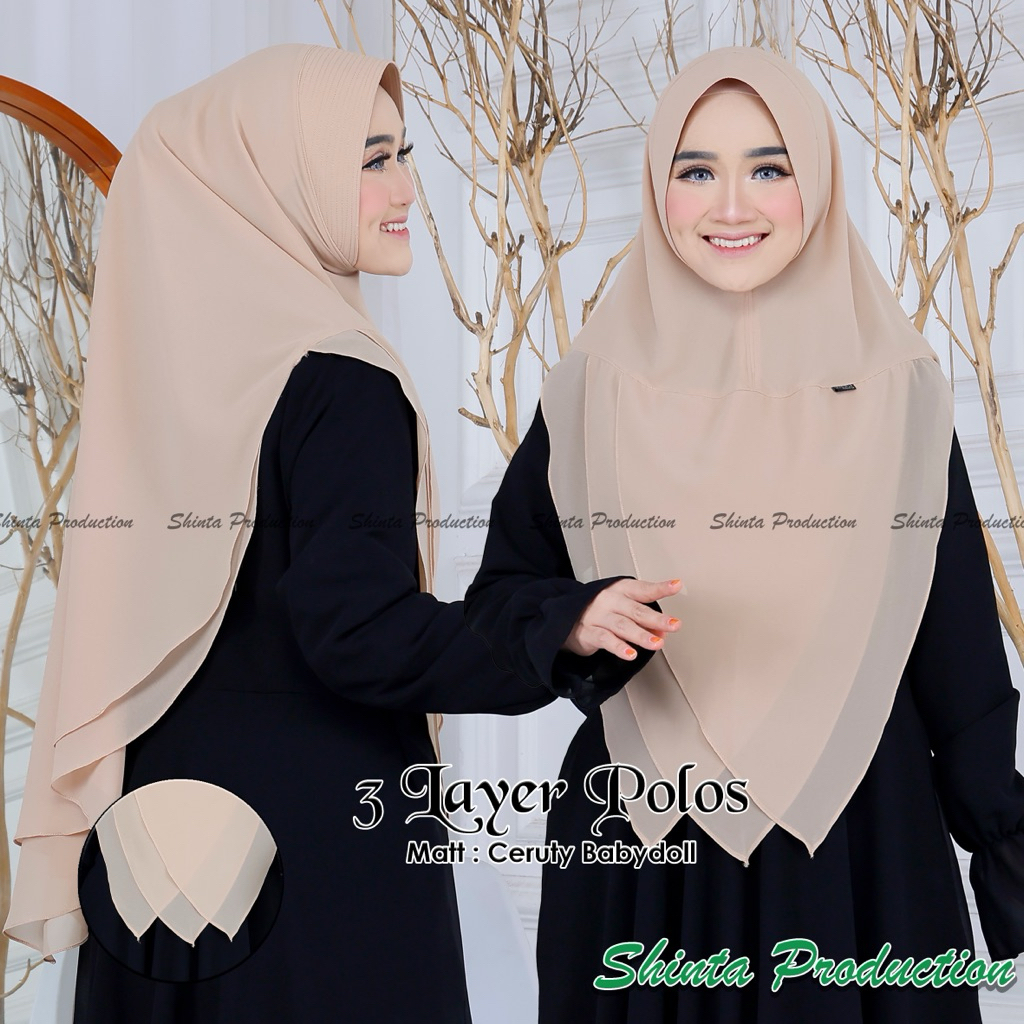 ALLHIJAB Khimar ceruty babydoll premium ceruty 3 layer POLOS hijab instan Kerudung Muslim