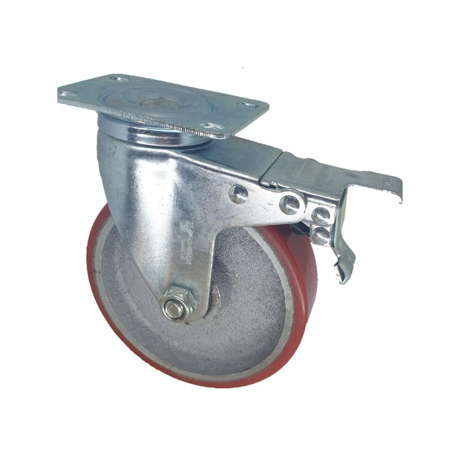 Jual Roda PU Flat Besi Cor Medium Duty VINTECH GERMANY 5 inch Plat Rem ...