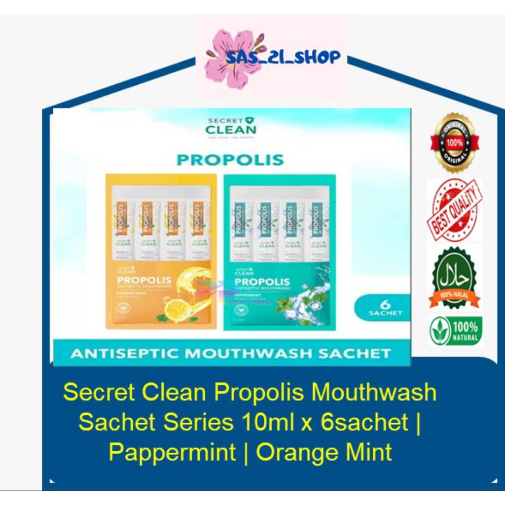 Jual SECRET CLEAN PROPOLIS MOUTHWASH SACHET SERIES 10 ML X 6 SACHET ...