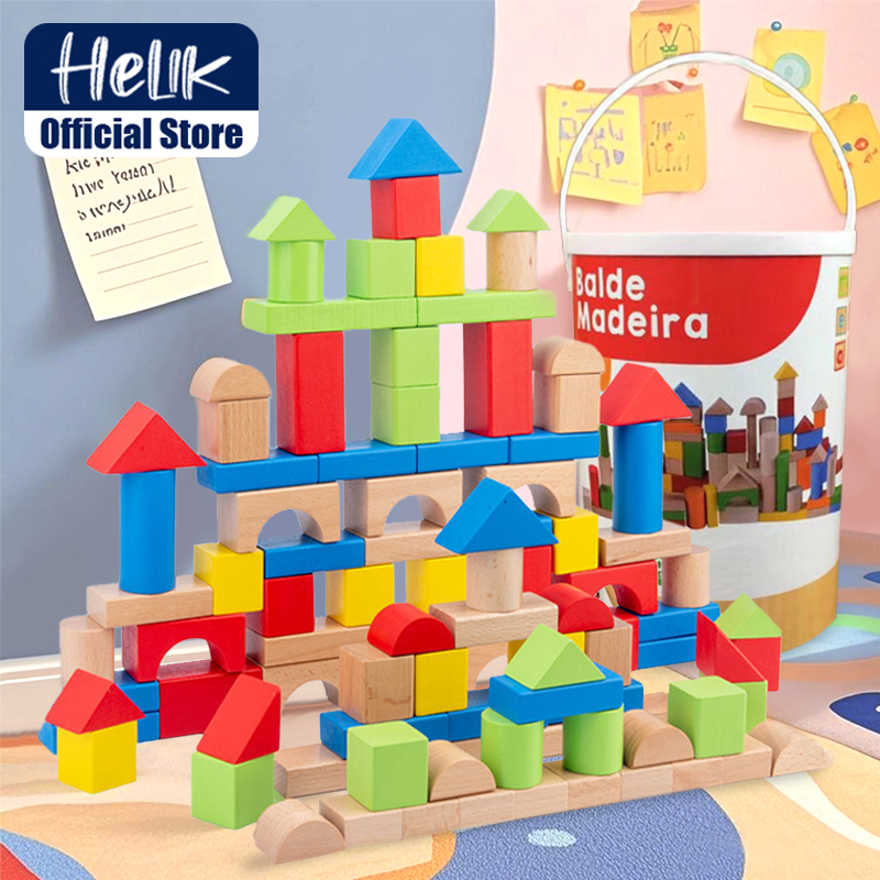 Jual HELIK 100pcs Block Susun Mainan Anak Blok bangunan Butiran Besar ...