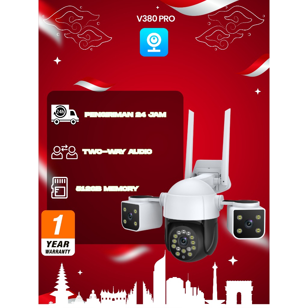 Jual CCTV 3 Lens HD WiFi 360° Rotation Two-Way Voice Auto Tracking IP ...