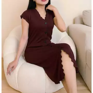 AISAR DRESS Wanita Knit Busui Kancing Slim Fit Melar GHS