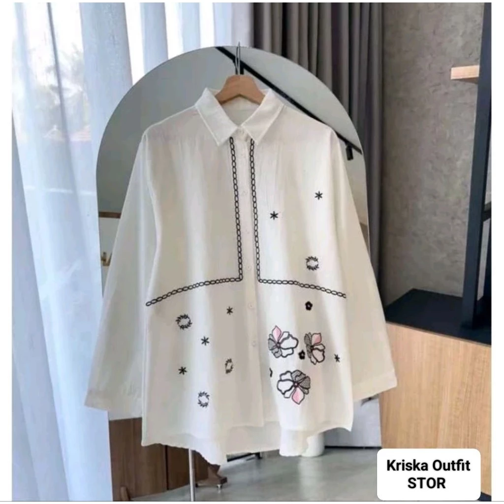 LIDIA Blouse Kemeja Linen Premium Korea Style