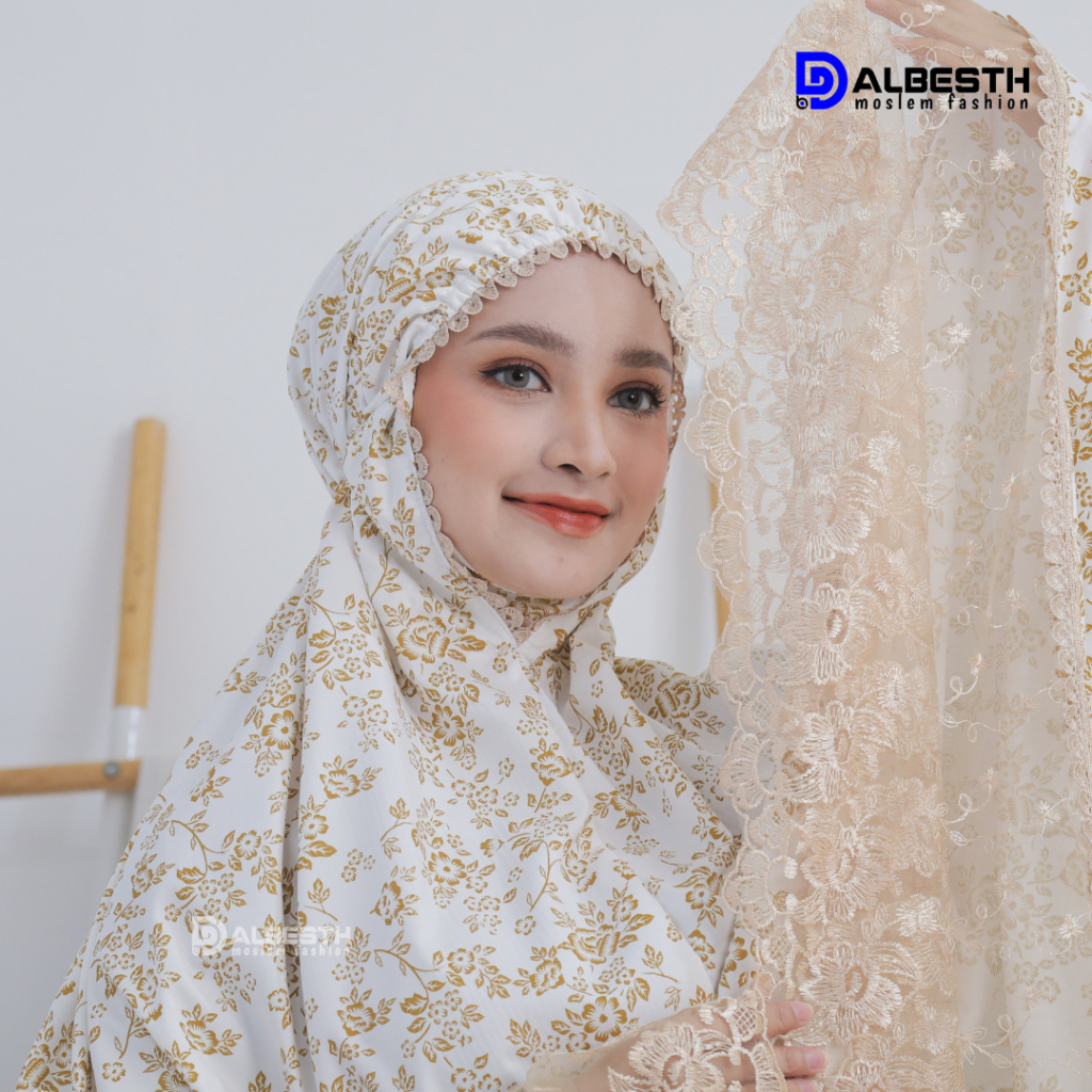 ALBESTH - mukena dewasa katun foil premium gliter bunga mewah mukenah jumbo terbaru