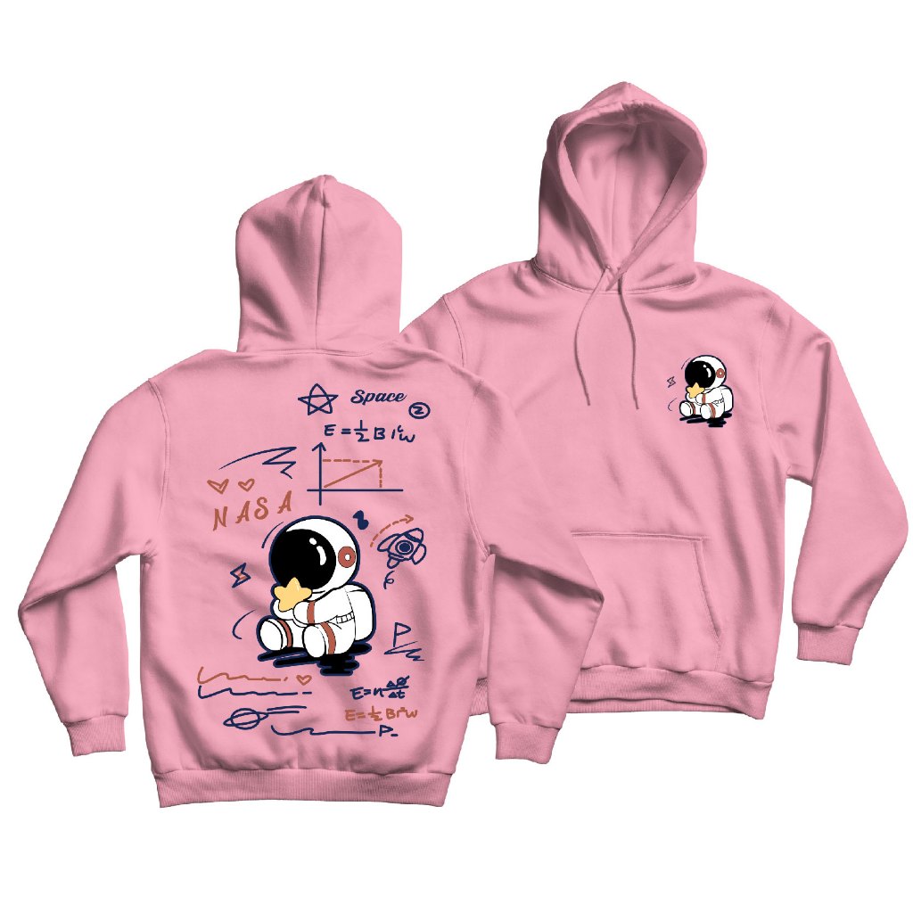 SWEATER POLOS Hoodie Jumper Nasa Space Sablon Depan Belakang Size M-XXL  Pria Wanita