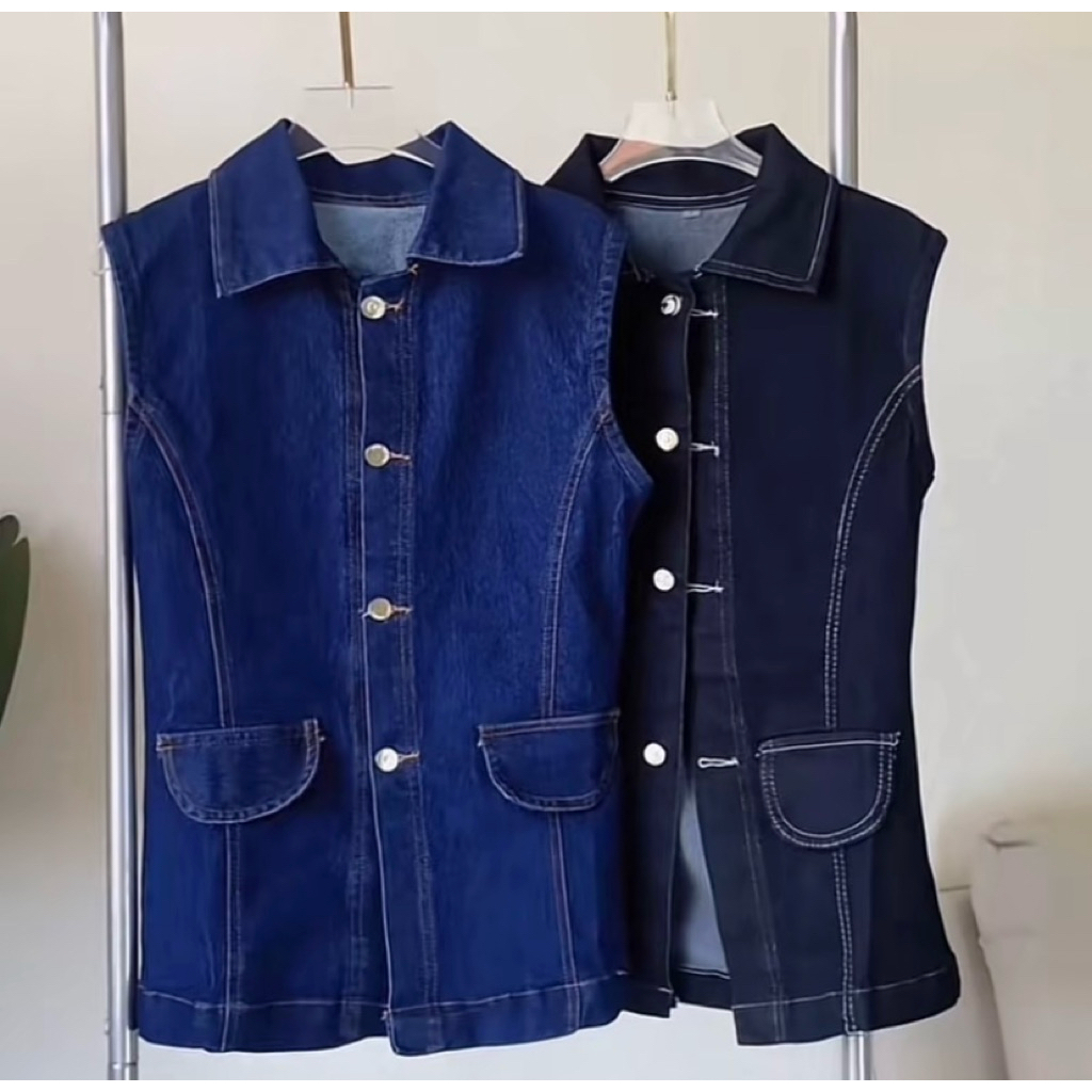 Jual Vest Jeans By RZDN_STORE - Outer Rompi Denim Berkancing Outfit ...