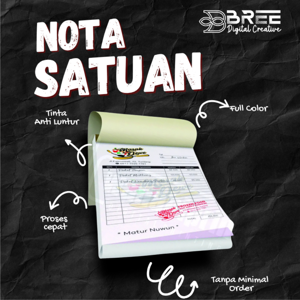 Jual Nota Satuan Semua Ukuran | Buram, HVS, NCR 2 Ply / 3 Ply | Bisa ...