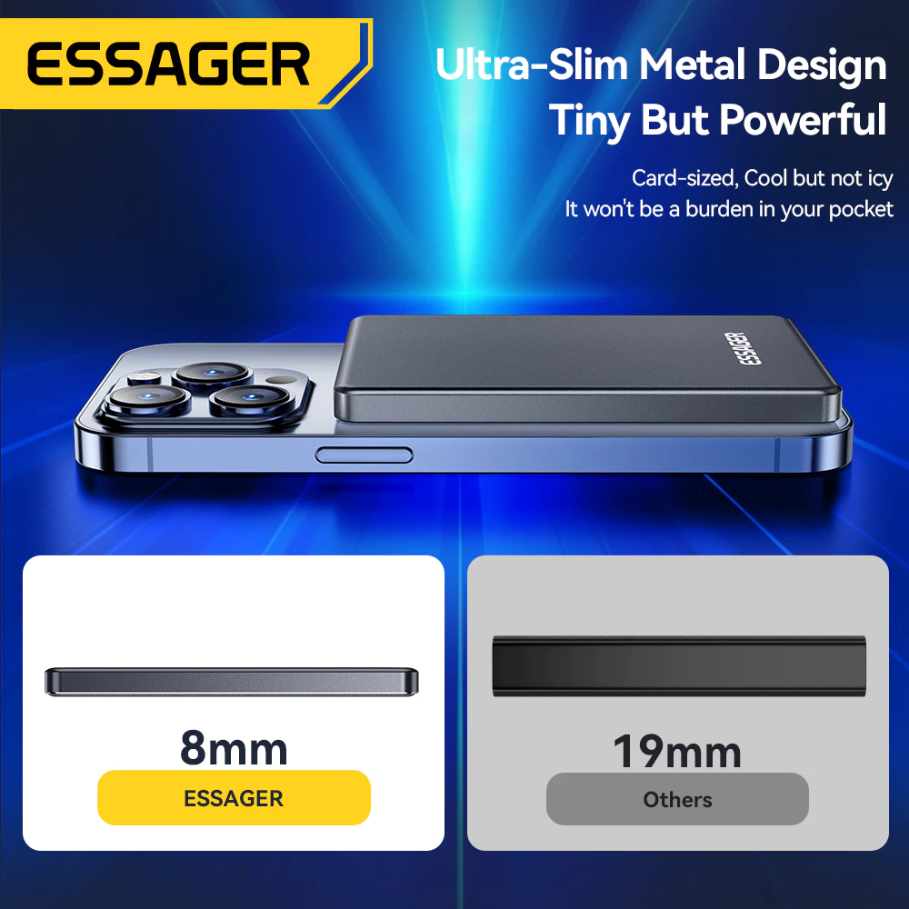 ESSAGER 5000mAh Magnetic Wireless Fast Charging PD 20W Power Bank Untuk Adaptor Ponsel