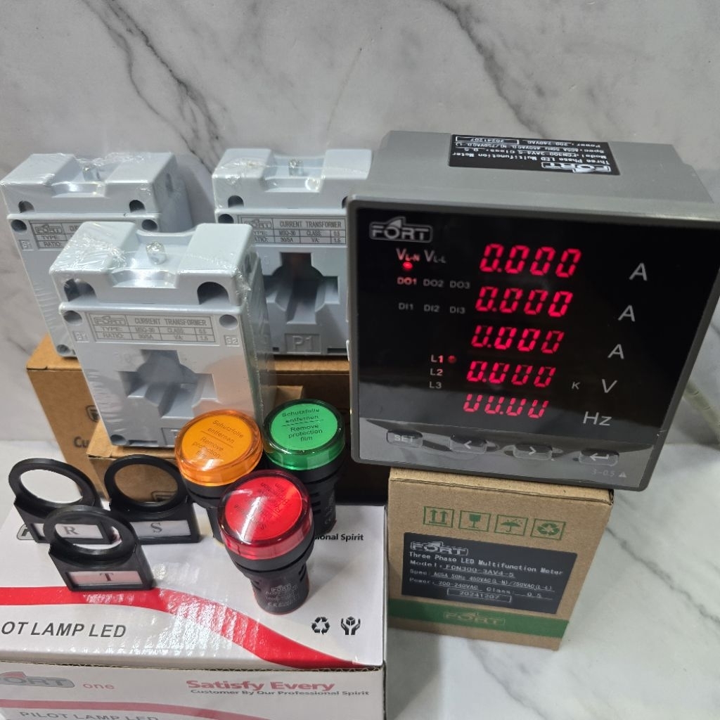 Jual FORT PAKET PROMO DIGITAL MULTIMETER AVHZ 3PHASE + CT + PILOT LAMP ...