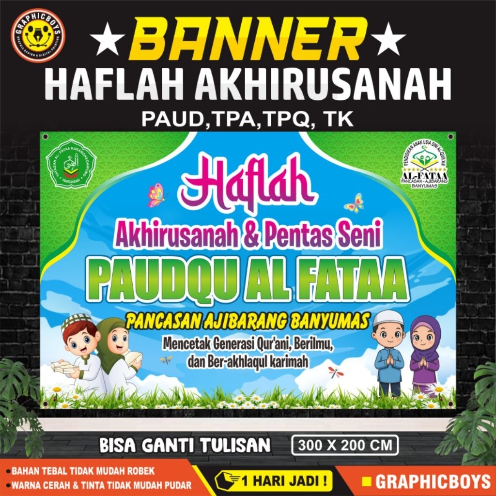 Jual Spanduk Haflah Akhirusanah & Pentas Seni Paud Tk Ukuran 300 X 200 ...