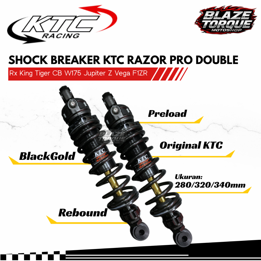 Jual Shock Breaker KTC Razor Pro Double 280mm 320mm 340mm Rx king Tiger ...