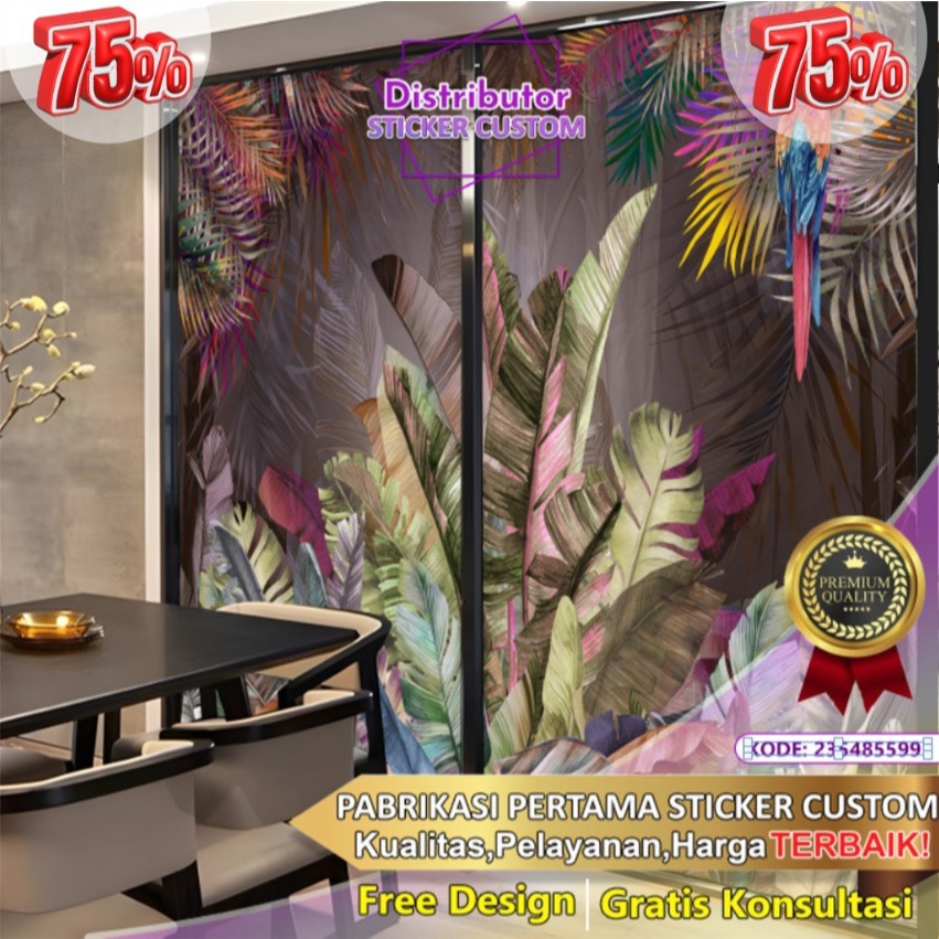 Jual Sticker Custom 3D Tema Tropical | Stiker Kaca Kantor | Stiker Kaca ...