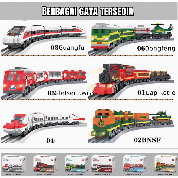 Jual Train Assembly Building Blocks Micro-particle Locomotive Track ...