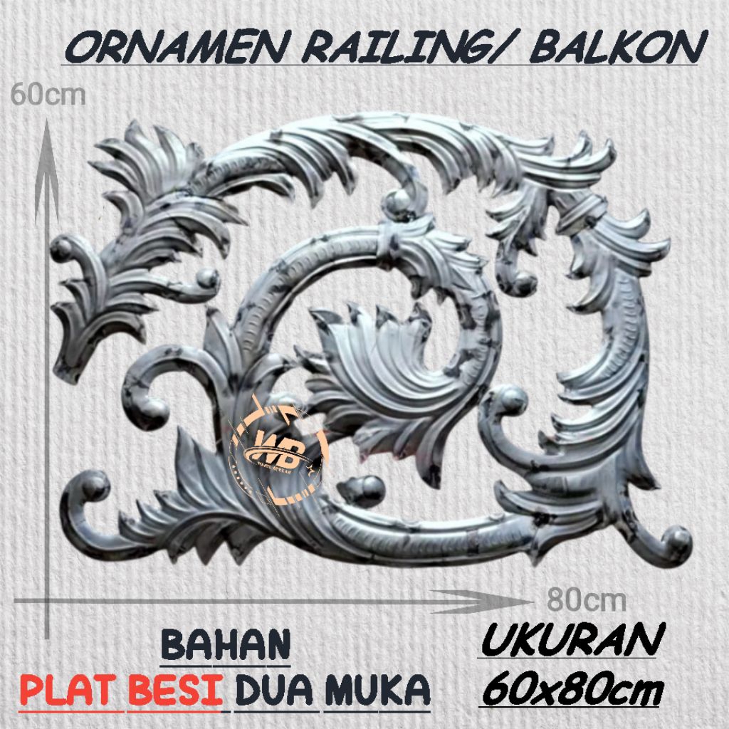 Jual ORNAMEN RAILING TANGGA/BALKON UKURAN 60X80 CM BAHAN PLAT BESI DUA ...