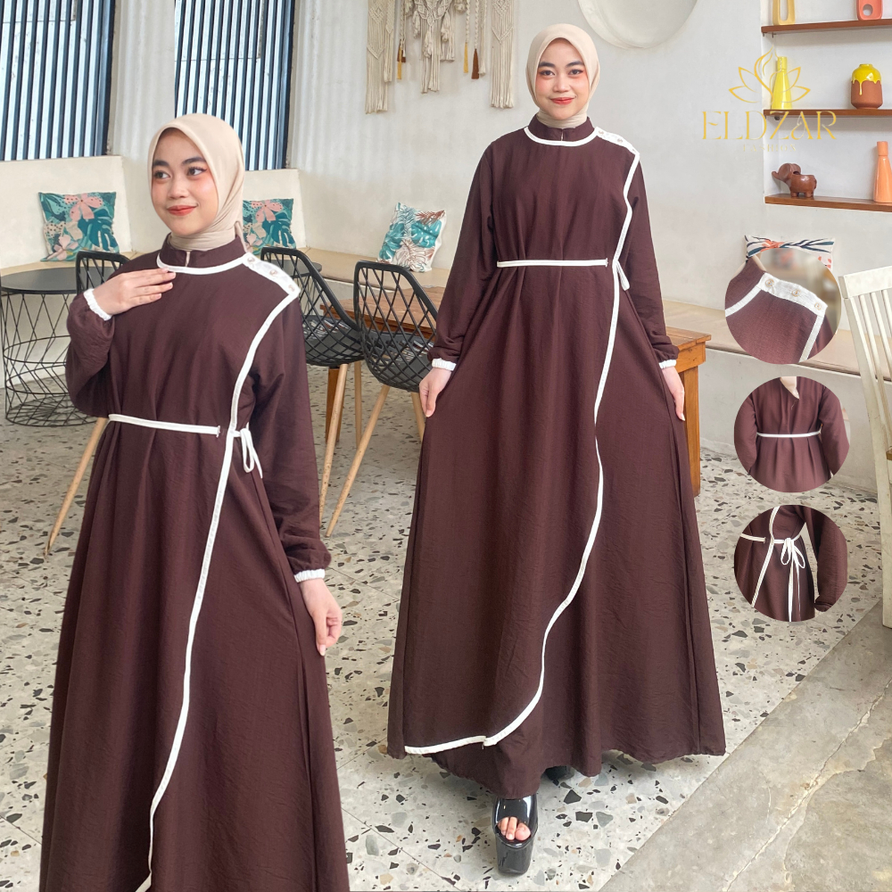 Jual ELDZAR - Gamis Maxy Wanita Muslim Model 2 Layer Depan dengan ...