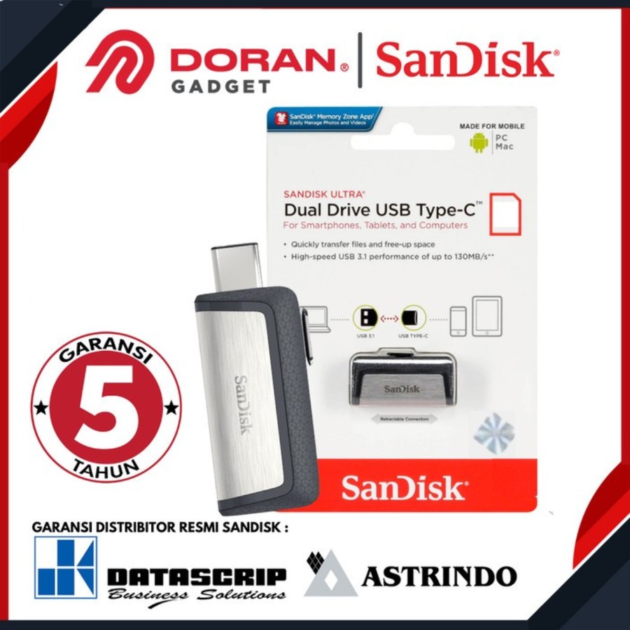 Jual SANDISK Flashdisk Dual Drive SDDDC2 OTG Type C 32GB - 64GB - 128GB ...