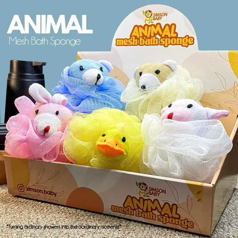 Jual Shower pouf / shower puff / bath sponge bear dolphin rabbit star ...