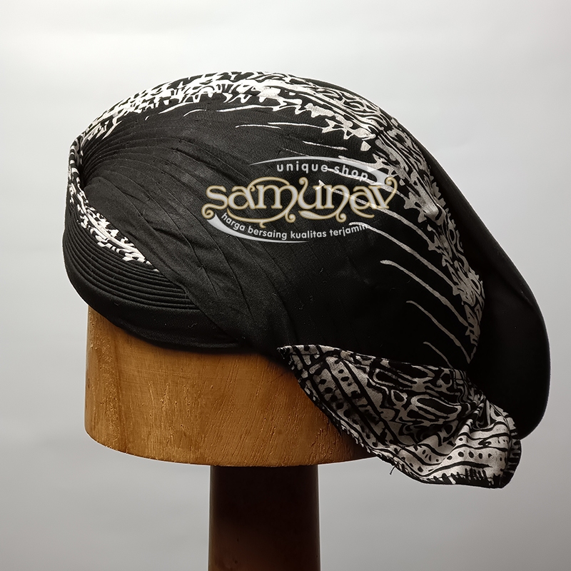 Jual Blangkon Jogja Mataram Halus Motif Modang Kusumo Hitam Putih ...