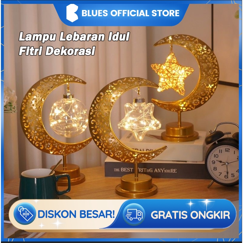 Lampu Lebaran Idul Fitri Dekorasi Lampu Lentera Bulan Bintang LED Dekorasi Hiasan LED Idul Fitri Hiasan Souvenir