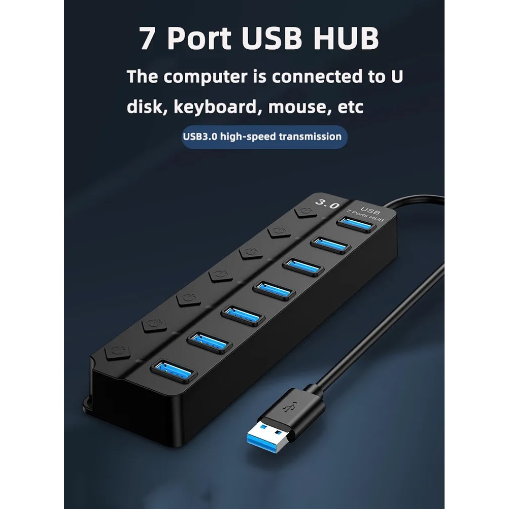 Jual USB 3.0 HUB 7 PORT USB HUB DENGAN SAKLAR ON OFF HIGH QUALITY PURE ...