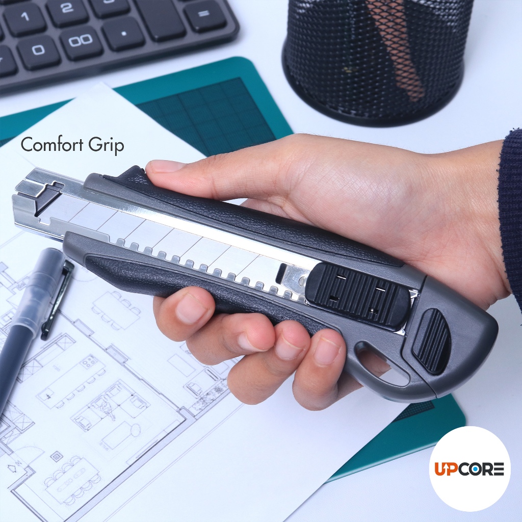 Bantex Cutter Pemotong Kertas Comfort Grip Pisau Baja SK5 AutoLock BD5X22 (7)