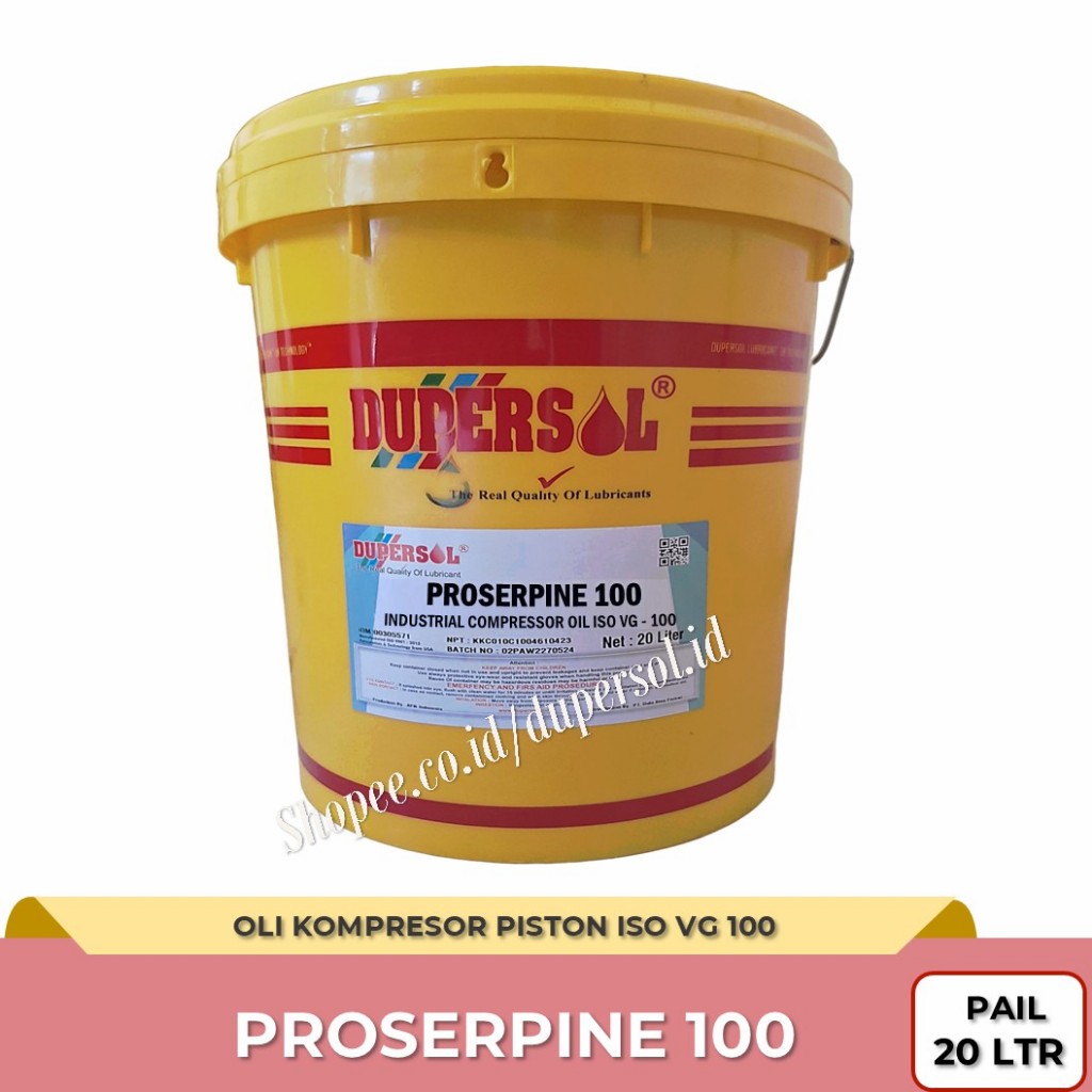 Jual Oli Kompresor Piston ISO VG 100 DUPERSOL PROSERPINE 100 ...