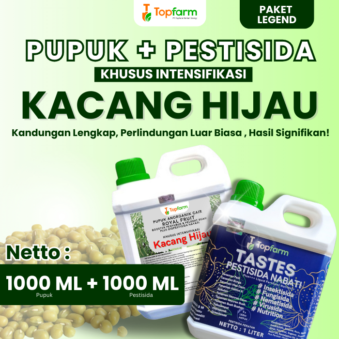 Pupuk Topfarm / Pupuk Kacang Hijau / Pupuk Daun Kacang Hijau / Pupuk Booster Kacang Hijau / Obat Pembasmi Ulat Kacang Hijau / Pupuk Pelebat Bunga Kacang Hijau / Pupuk Pembesar Buah Kacang Hijau