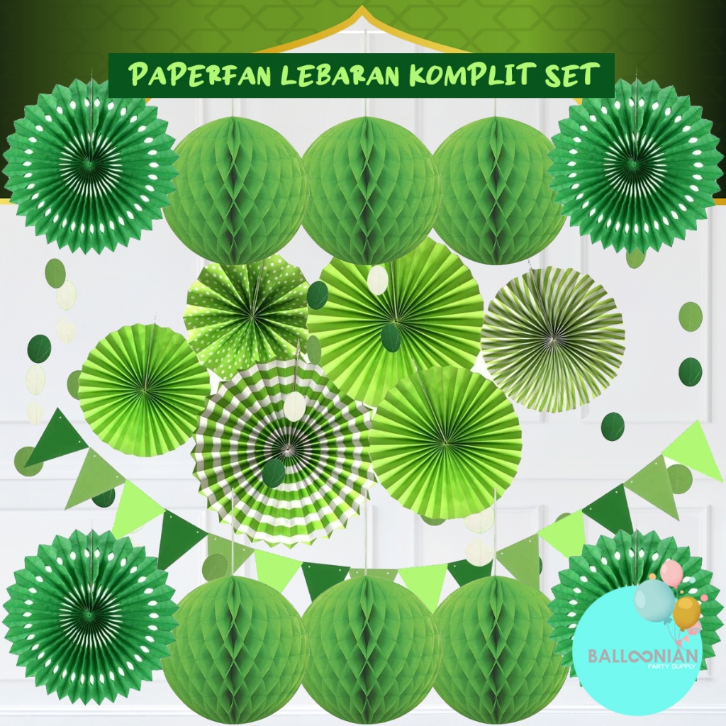 PAPERFAN LEBARAN KOMPLIT SET/DEKORASI RAMADHAN/PAKET GANTUNGAN IDUL FITRI