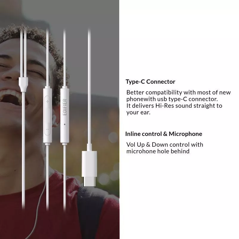 Edifier Earphone P180 Plus USB-C Hi-Res Certification-White