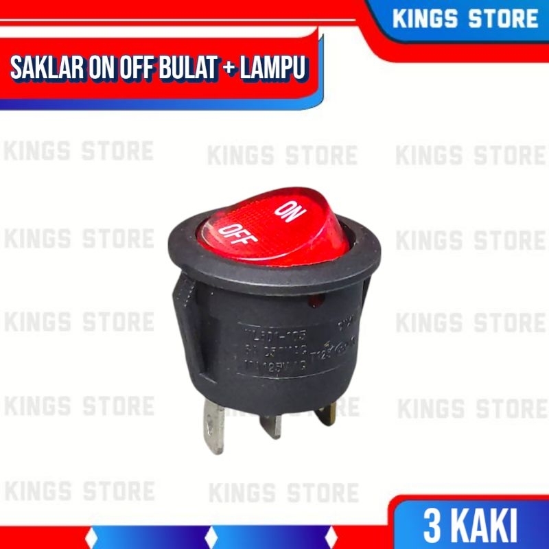 Jual Saklar on off bulat lampu merah 3 Kaki/Saklar switch on off bulat ...