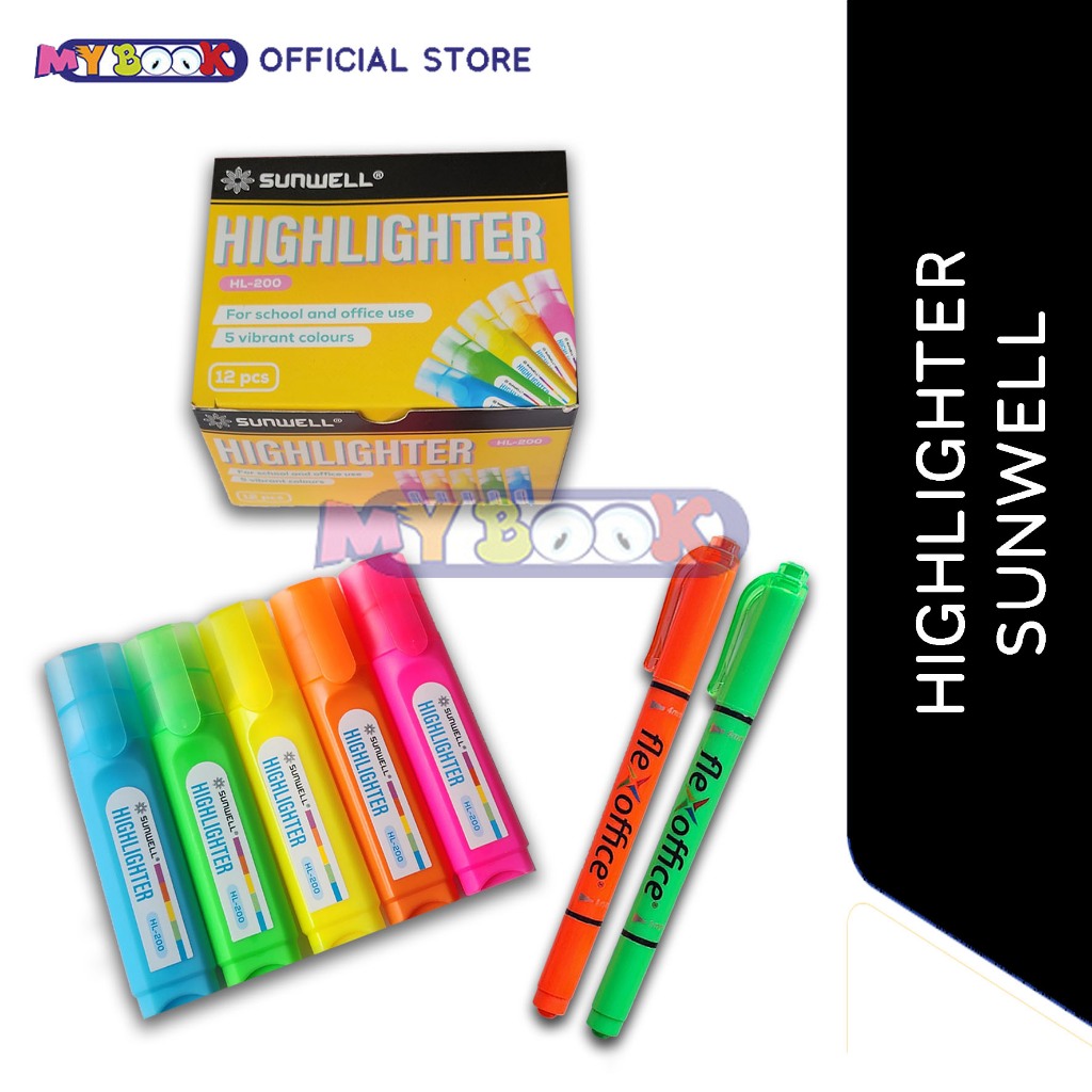 Jual Sunwell Highlighter Penanda Berwarna HL-200 / Twin Highlighter FO ...