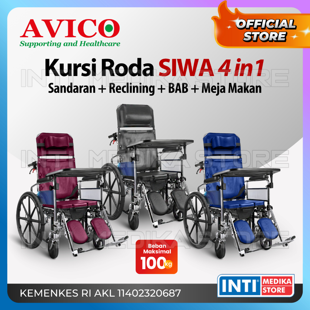 Jual AVICO - Kursi Roda 4In1 Sandaran Kepala + Miring + Commode BAB ...
