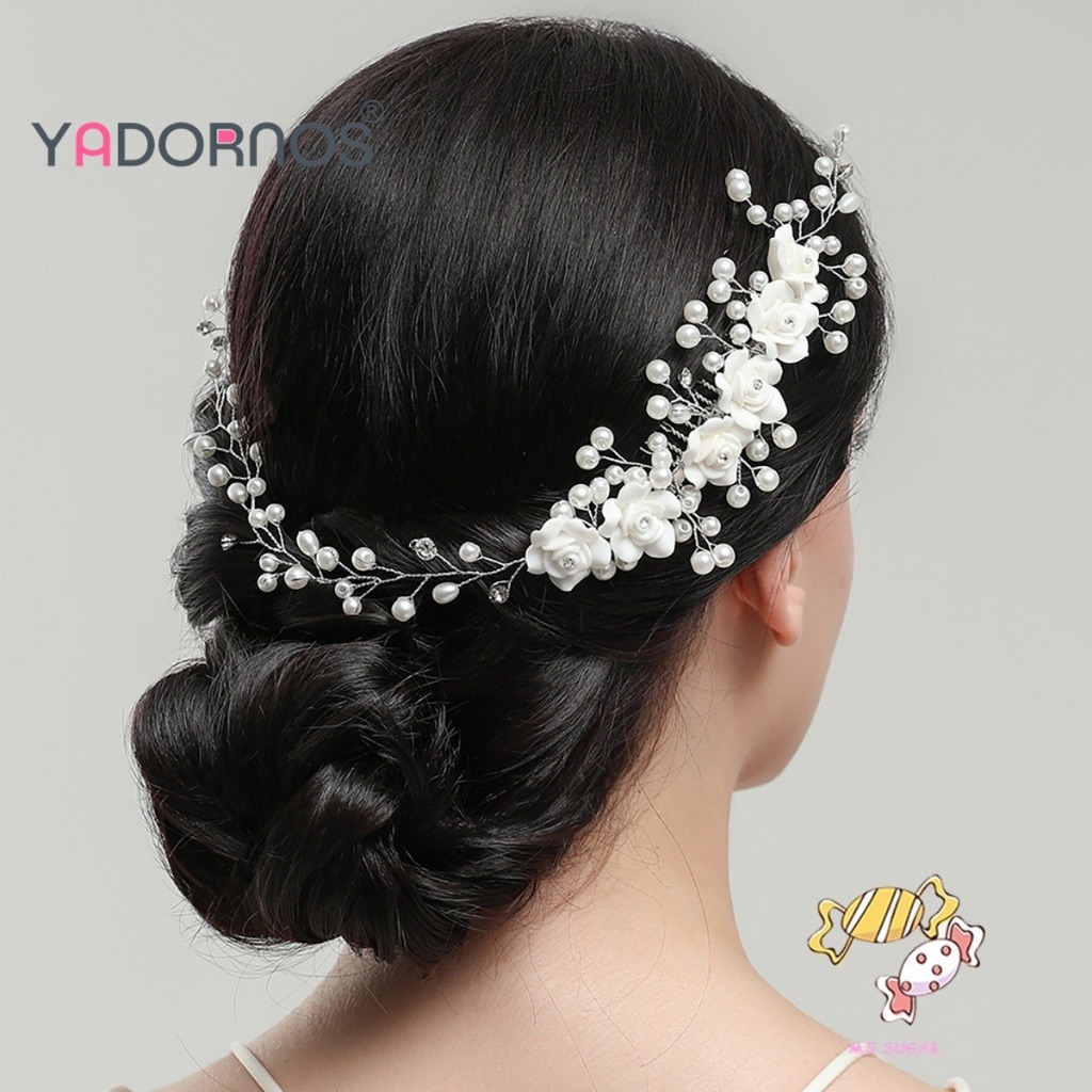 Jual YARDORNOS Sisir Rambut Bunga Mutiara Putih-Ikat Rambut Berlian ...