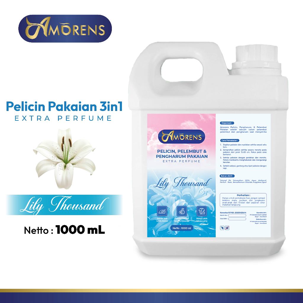Jual AMORENS Pelicin Setrika & Pakaian 3 in 1 1000ml [1 Liter] | Shopee ...