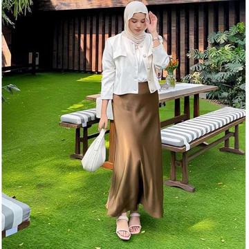 Satin Long Skirt Rok Satin Panjang S Sampai 3XL