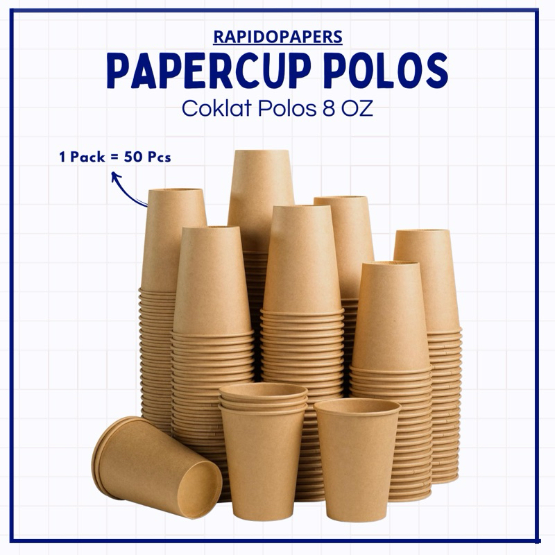 Jual Paper Cup Polos [8 Oz, isi 50 pcs] / Gelas Kertas Kopi / Gelas ...
