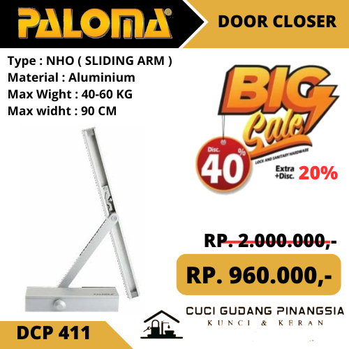 Jual PALOMA DCP 411/412 DOOR CLOSER PENUTUP PINTU OTOMATIS SLIDING ARM ...