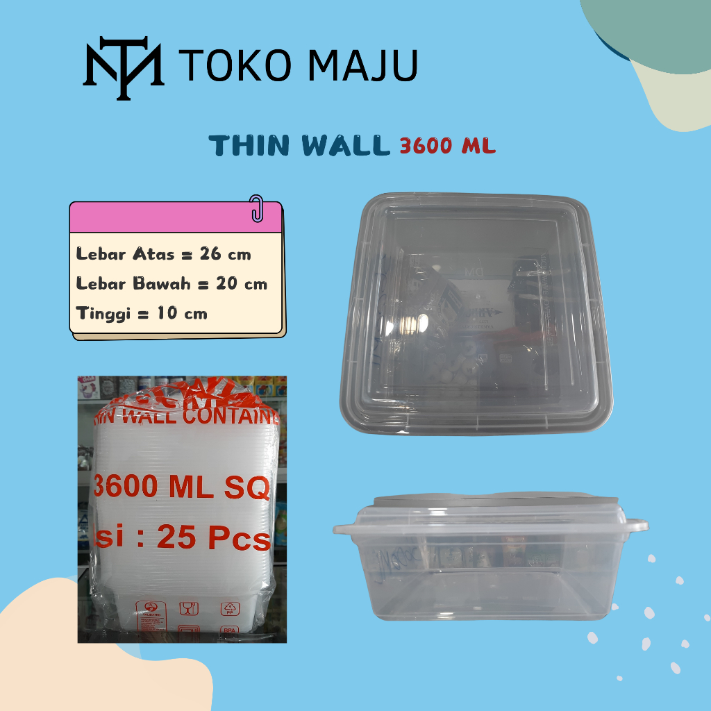 Jual Thinwall DM Ukuran 1000 ml SQ // 1500 mL SQ // 2000 ml SQ // 3000 ...