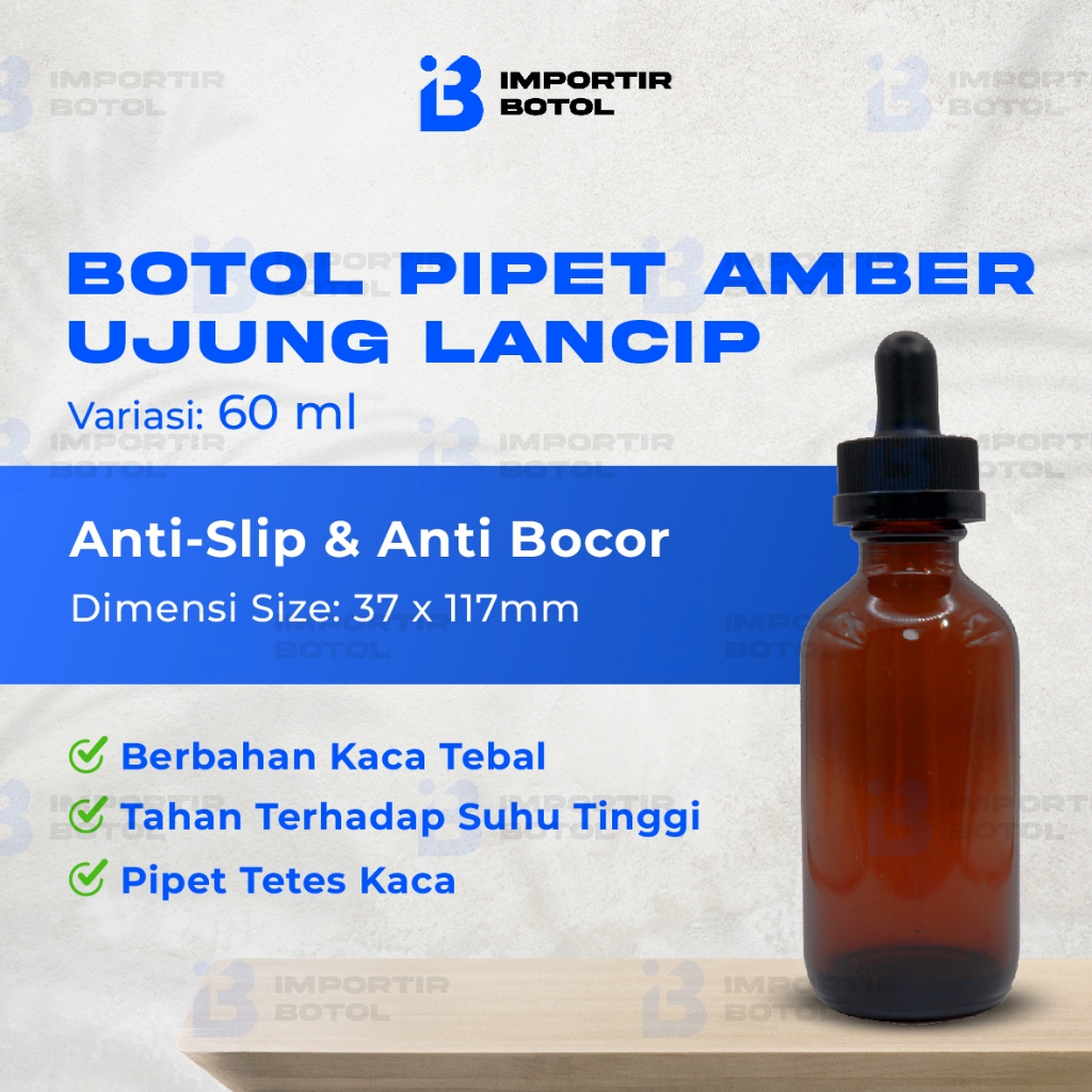 Jual IMPORTIR BOTOL Botol Pipet Kaca Amber 60 ML / Amber Glass Bottle ...