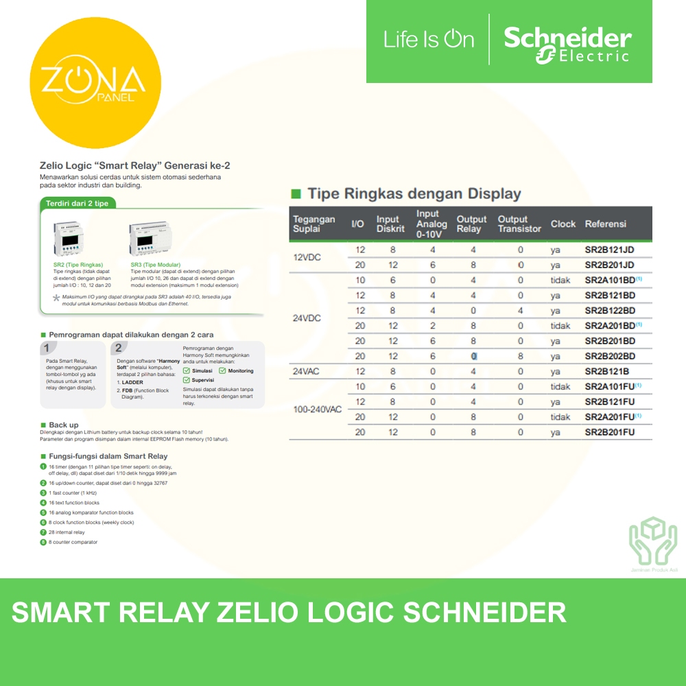 Jual SMART RELAY ZELIO LOGIC SCHNEIDER 12 I/O 24VDC SR2B121BD | Shopee ...
