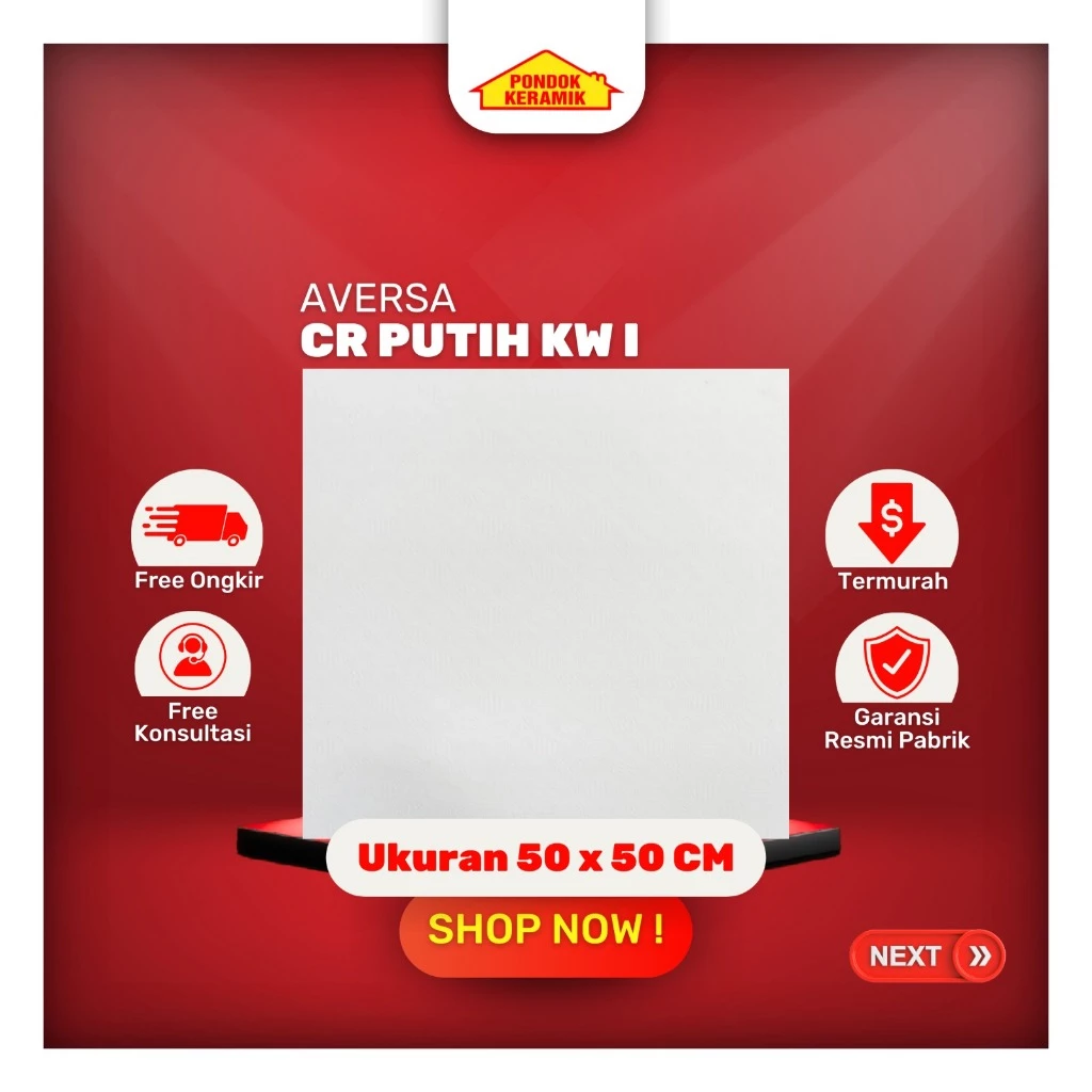 Keramik Lantai Aversa 50x50 Calcio Round Putih Sinking Glossy Keramik Putih Polos