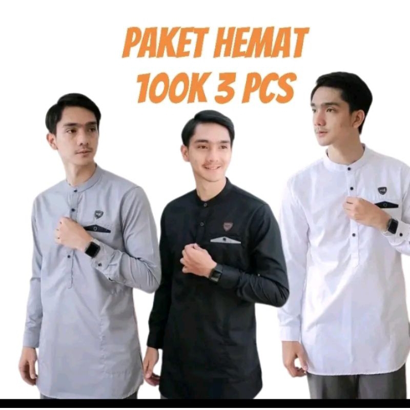Paket 3 Pcs Koko Pria Kurta Taqwa Lengan PanjangTerbaru